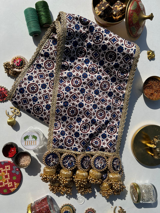 KHES : Royal Jaal Intense Ajrakh + Solid Navy Blue