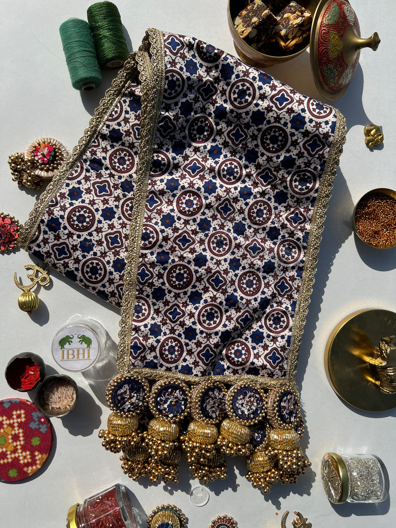 KHES : Royal Jaal Intense Ajrakh + Solid Navy Blue
