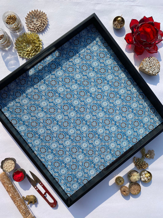 Scallop Jaal Intense Ajrakh Square Multi-Purpose Tray