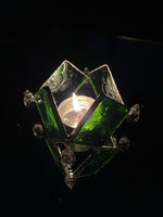 Load image into Gallery viewer, Rhombus Emerald Green Textured Glass Diya
