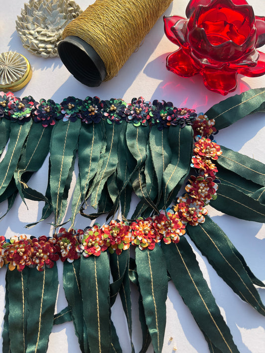 Mini Asopalav Tradition X Maroon & Pink Colloquial Divine Pichwai Toran: Two way (FLEXIBLE)