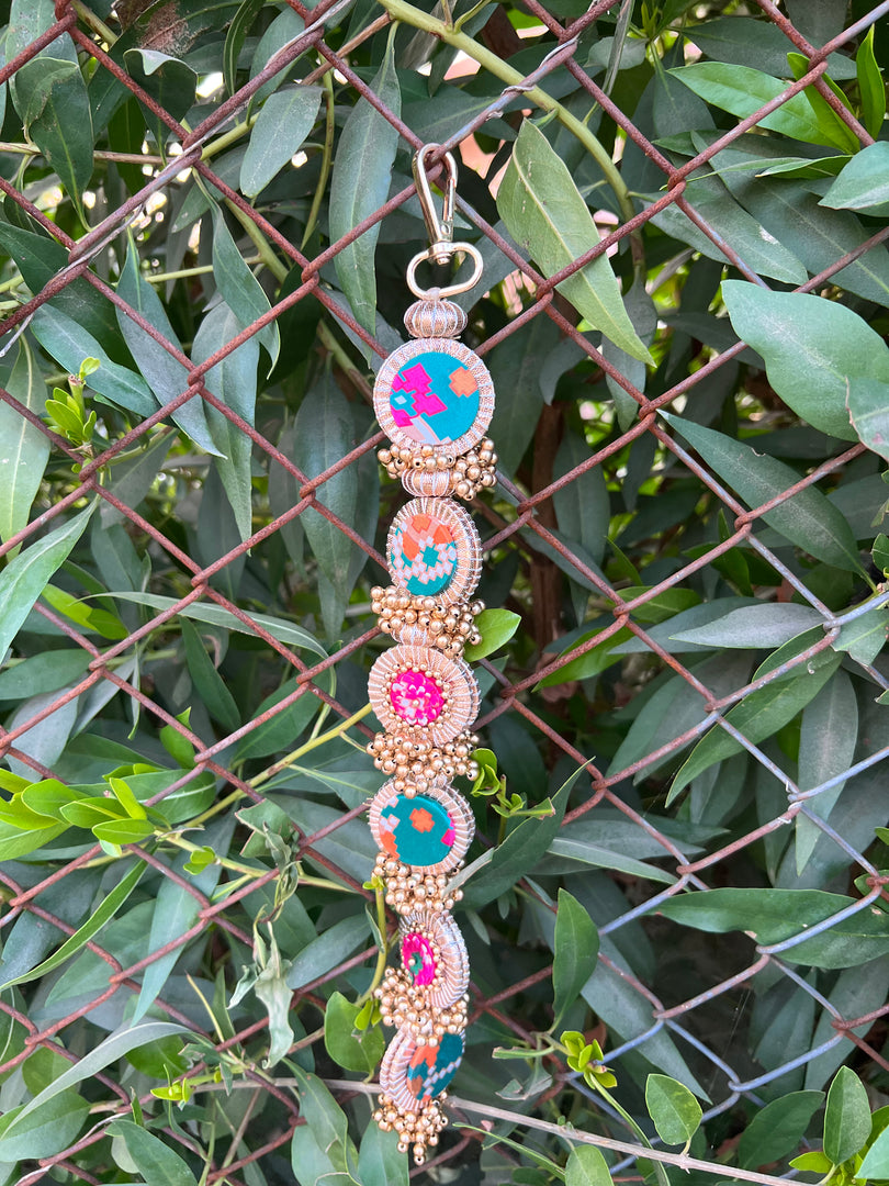 Melow Melodrama Bottle Green Navratna Patola + Pink Navratna Patola Lumba Side hanging