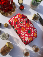 Load image into Gallery viewer, Pink Navratna Patola Elongated Pentagon Box Clutch
