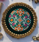 Load image into Gallery viewer, The Copper Beaded Gathered Pink &amp; Bottle Green Navratna Rangoli