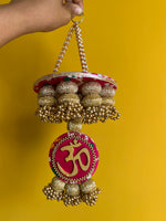 Load image into Gallery viewer, Pink Navratna Patola OM Pearl Hanging