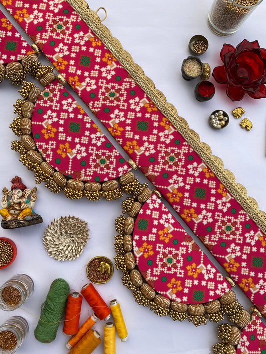 Inflorescence Divine Pichwai and Pink Navratna Patola Arc Toran