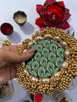 Load image into Gallery viewer, Mor Bani Thangat Kare &amp; Yellow Congruous Divine Pichwai Mini Pallet
