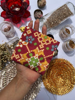 Load image into Gallery viewer, ADD ON: Maroon Navratna Patola Mini Pouch
