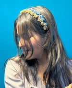 Load image into Gallery viewer, Enchanted Blue Colloquial Divine Pichwai Mini Lumba Hair band