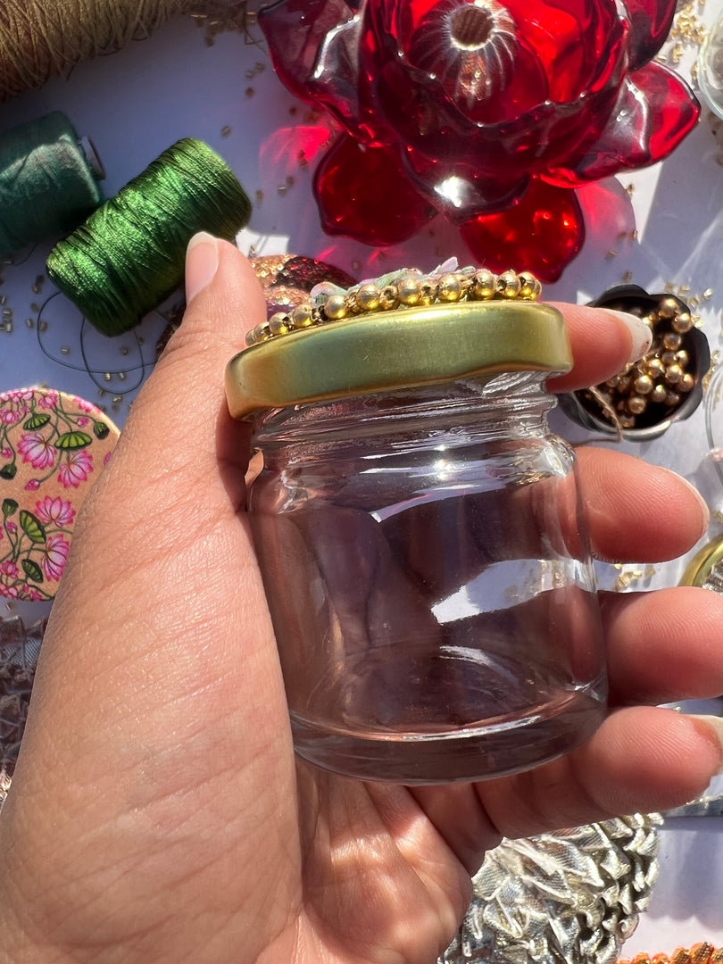 Bling Too Much Enchanted Pastel Pistachio Inflorescence Divine Pichwai Mini Jar