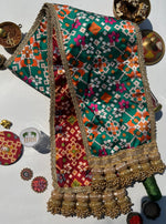 Load image into Gallery viewer, KHES: Maroon + Bottle Green Navratna Patola