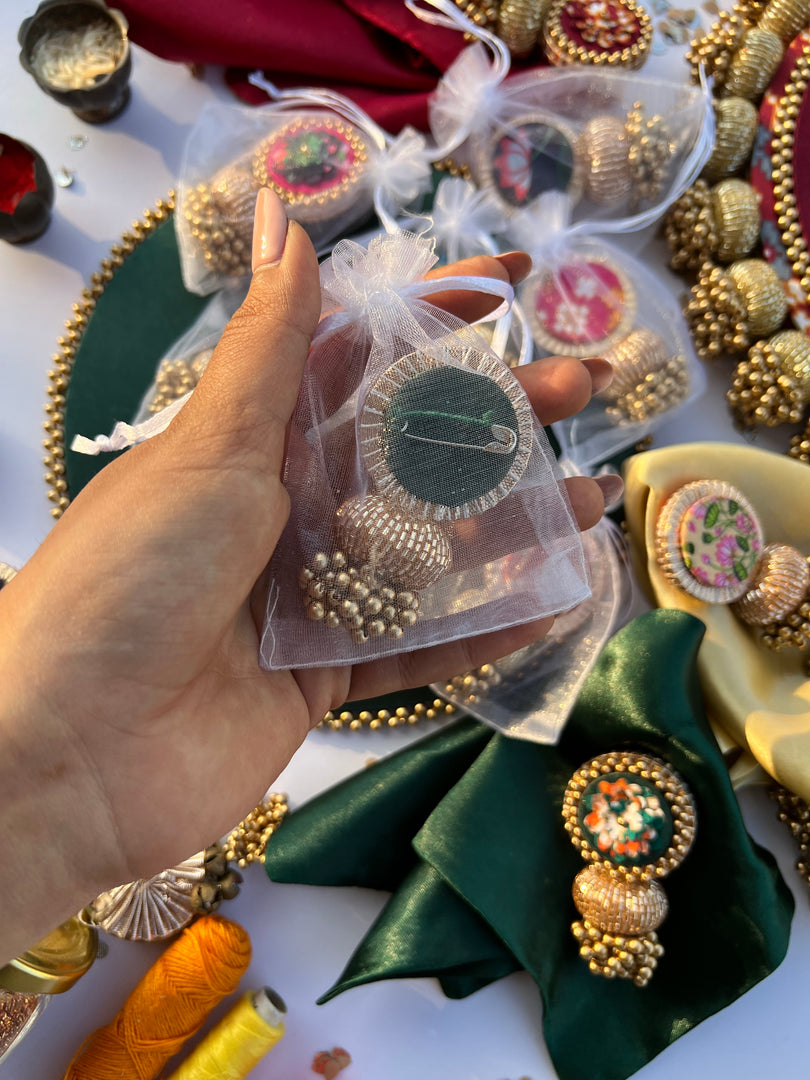 Enchanted Bottle Green Navratna Patola Beaded Brooch