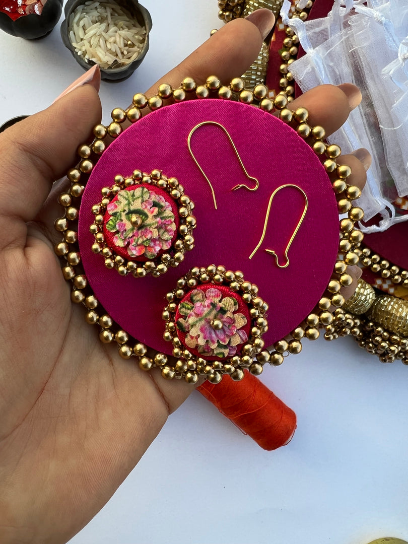 Pichwai & Bottle Green Navratna Patola Enchanted Hoop Earrings
