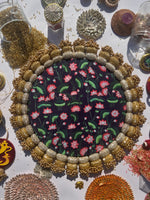 Load image into Gallery viewer, Mandala X Solid Bottle Green + Pink Colloquial Dvine Pichwai Chaandbaali Rangoli