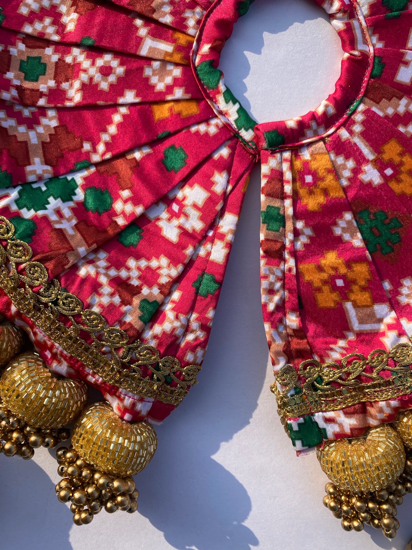 Pink glass beaded poshak for krishnaji