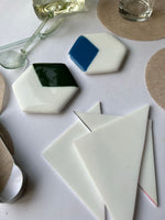 Load image into Gallery viewer, RBG &amp; Solid Milk White Fused-Glass Coasters-Set of 4
